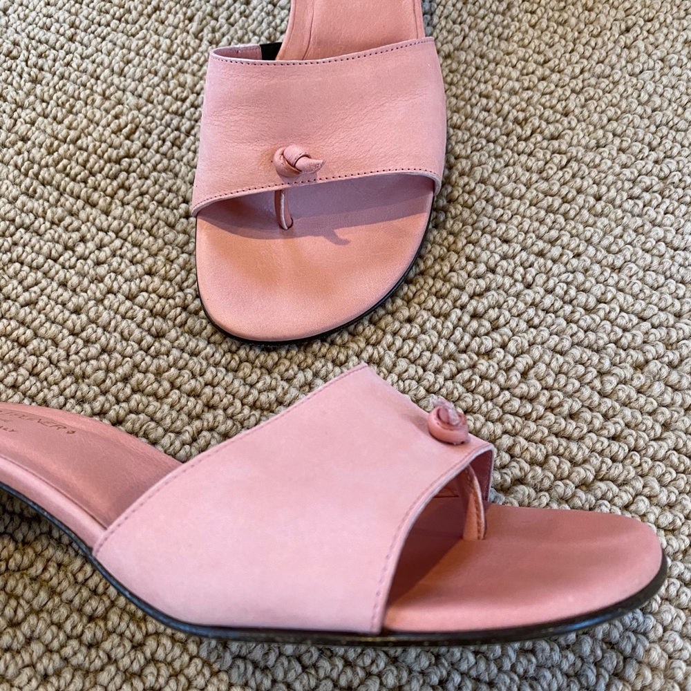 Mid heel slide, Soft pink nubuck